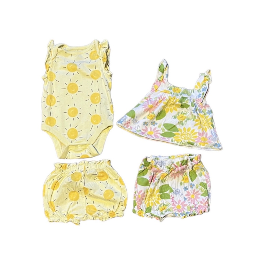 2 Bundle Girl 3-6M Dress/ Short Sleeve Onesie Outfits